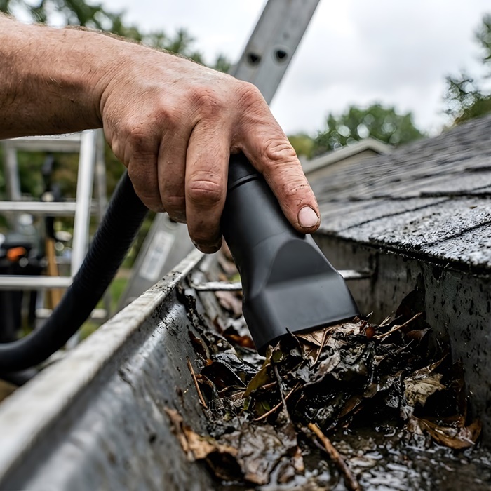 Gutter Clearing with Vacuum
